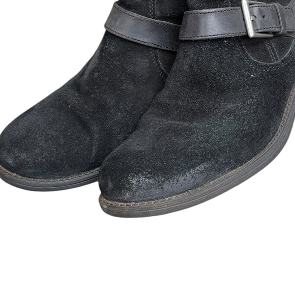 UGG Womens Black Suede Leather EVERGLAYDE Biker Buckle Zip Boots Sz 8 - Picture 7 of 15